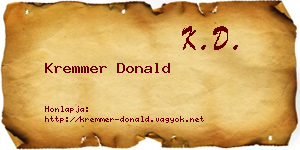 Kremmer Donald névjegykártya